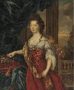 Marie Therese de Bourbon dressed in a red and gold gown unknow artist